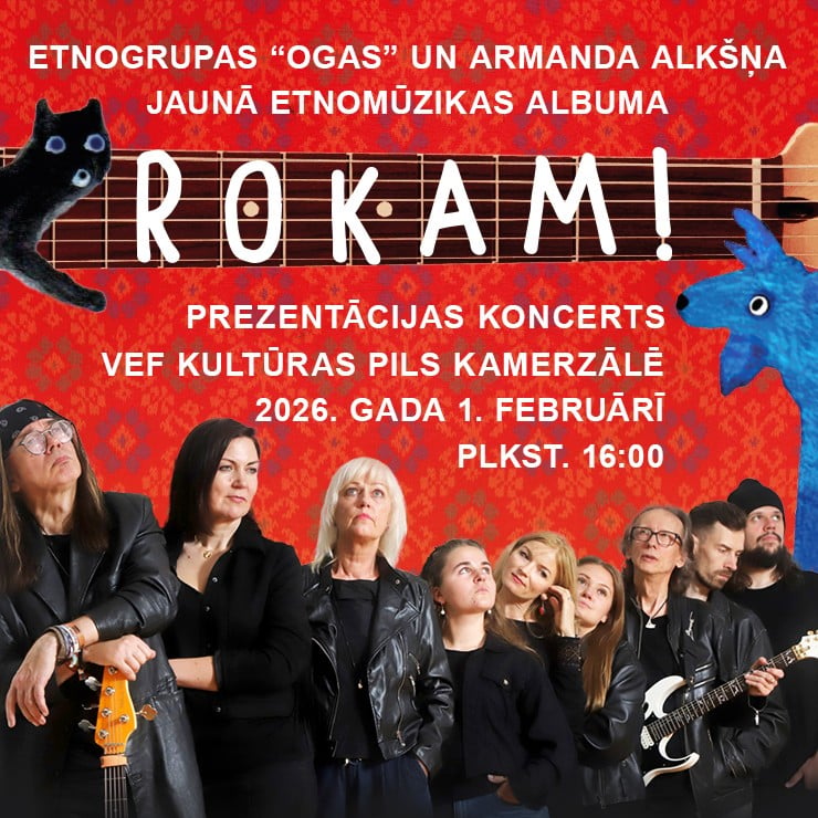 Izrādes "Etnogrupas “OGAS” un Armanda Alkšņa jaunā albuma “ROKAM!”
prezentācijas koncerts" attels