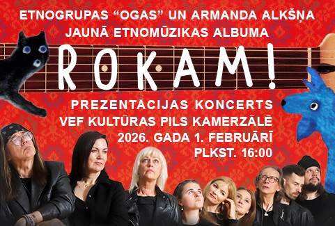 Izrādes "Etnogrupas “OGAS” un Armanda Alkšņa jaunā albuma “ROKAM!”
prezentācijas koncerts" attels