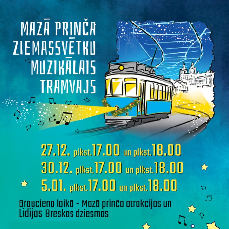 Izrādes "Mazā prinča Ziemassvētku muzikālais tramvajs" attels