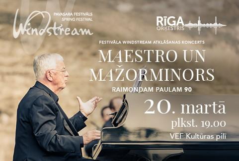 Izrādes "MAESTRO UN MAŽORMINORS | Ilona Bagele, Paula Saija, Raimonds Celms, Oskars Petrauskis, Orķestris “Rīga”" attels
