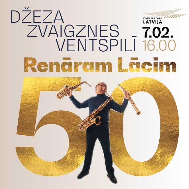 Izrādes "Džeza zvaigznes Ventspilī. Renāram Lācim 50" attels