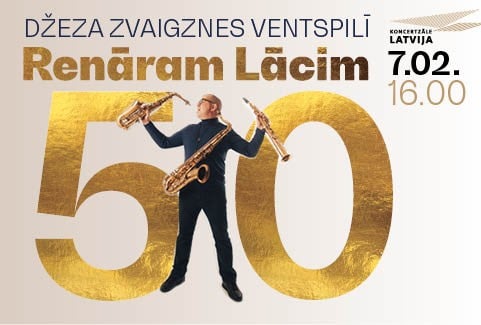 Izrādes "Džeza zvaigznes Ventspilī. Renāram Lācim 50" attels