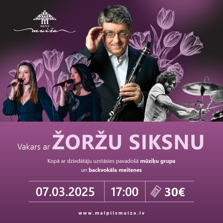 Izrādes "Vakars ar Žoržu Siksnu Mālpils muižā" attels