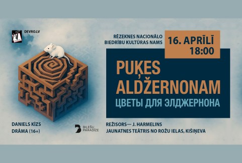 Изображение спектакля "Puķes Aldžernonam"