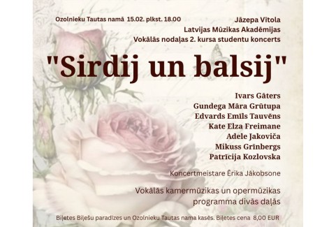 Izrādes "Jāzepa Vītola Latvijas Mūzikas Akadēmijas Vokālās nodaļas studentu koncerts “Sirdij un balsij”" attels