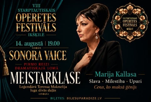 Izrādes "VIII Starptautiskais Operetes festivāls Ikšķilē ǀ SONORA VAICE Terensa Maknelija lugā "Meistarklase" ǀ par 20.gs.izcilāko operdīvu Mariju Kallasu" attels