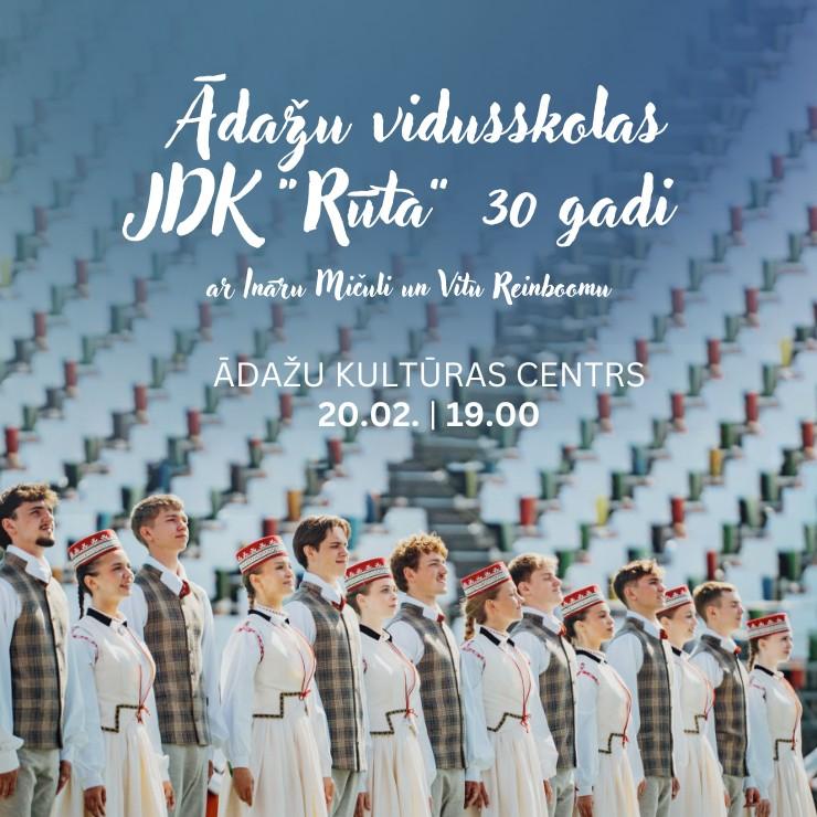 Izrādes "Ādažu vidusskolas JDK “Rūta” 30 gadi ar Ināru Mičuli un Vitu Reinboomu" attels