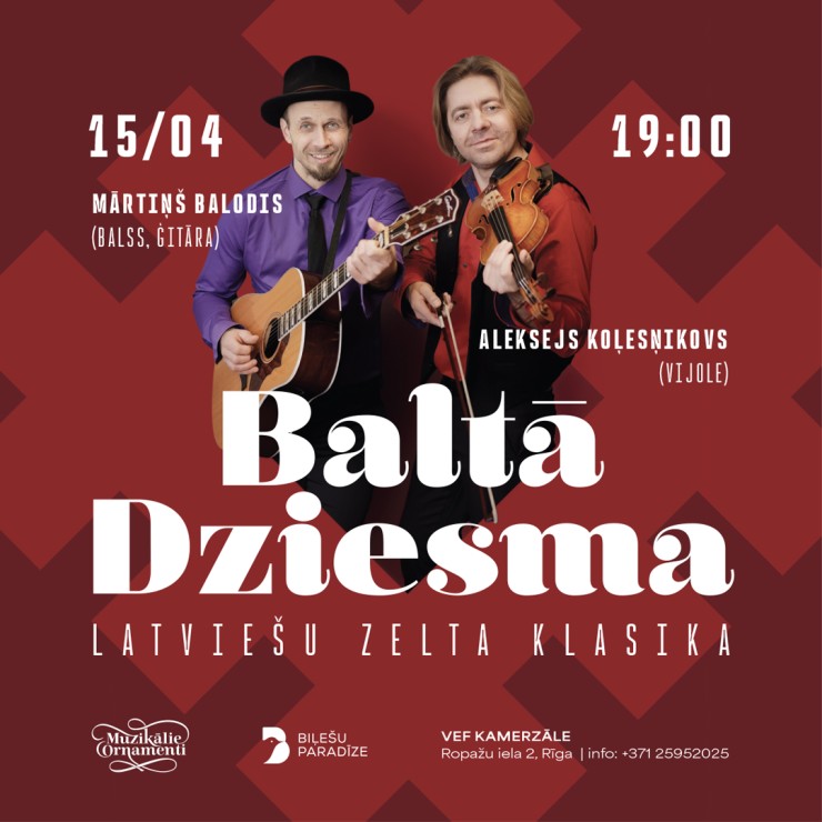 Izrādes "Mārtiņš Balodis un Aleksejs Koļesņikovs: “Baltā Dziesma” - latviešu zelta klasika" attels