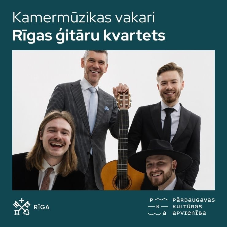 Izrādes "Kamermūzikas vakari. “Latvijas bildes”. Rīgas ģitāru kvartets: Kaspars Zemītis, Kārlis Matīss Zitmanis, Miks Akots, Kristens Kupčs" attels