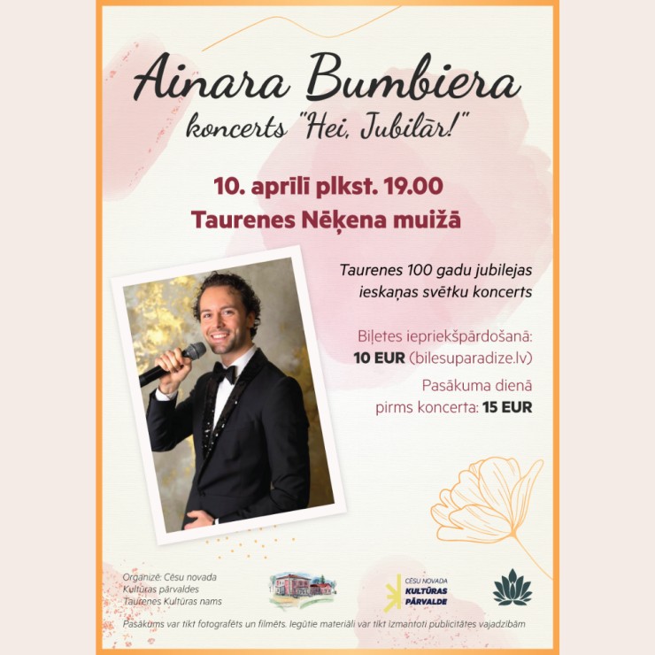 Izrādes "HEI, JUBILĀR! Ainars Bumbieris ielūdz uz Taurenes vārda simtgades ieskaņas svētku koncertu" attels