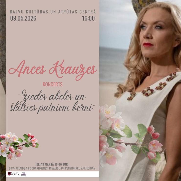 Izrādes "Ances Krauzes koncerts “Ziedēs ābeles un šķilsies putniem bērni”" attels