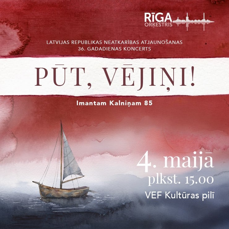 Izrādes "PŪT, VĒJIŅI! Orķestris Rīga, Rīgas kamerkoris Ave Sol, Ieva Parša, Gundars Dziļums" attels