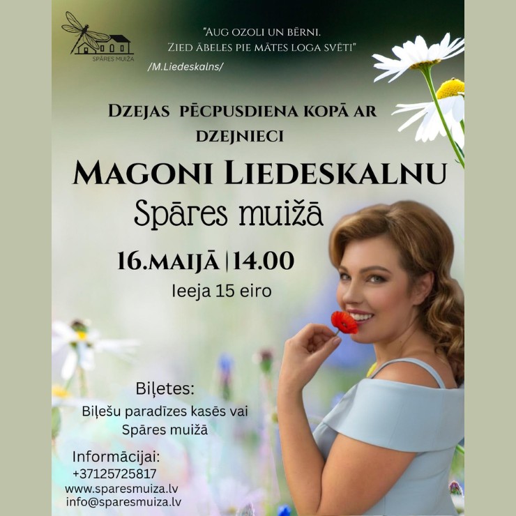 Izrādes "Dzejas pēcpusdiena ar dzejnieci Magoni Liedeskalnu" attels
