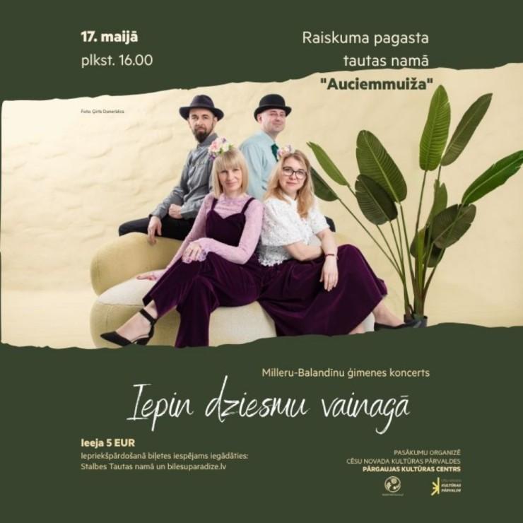 Izrādes "Milleru-Balandīnu ģimenes koncerts "Iepin dziesmu vainagā"" attels