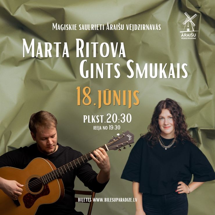 Izrādes "Marta Ritova un Gints Smukais. Maģiskie saulrieti Āraišu vējdzirnavās" attels