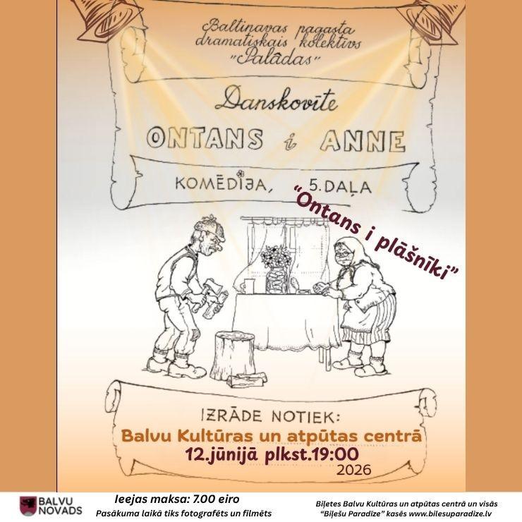 Izrādes "Baltinavas pagasta dramatiskais kolektīvs "Palādas". Danskovīte "Ontans i Anne". Komēdija, 5.daļa" attels
