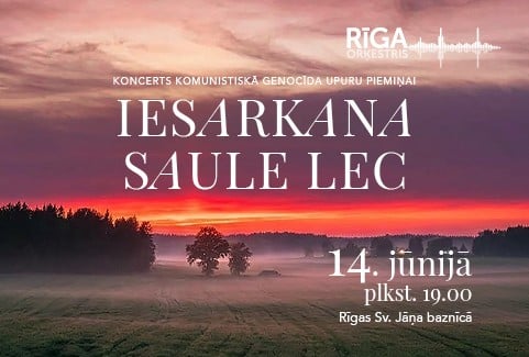 Izrādes "IESARKANA SAULE LEC. Orķestris Rīga, VAK Latvija, Beāte Zviedre, Linda Pētersone" attels