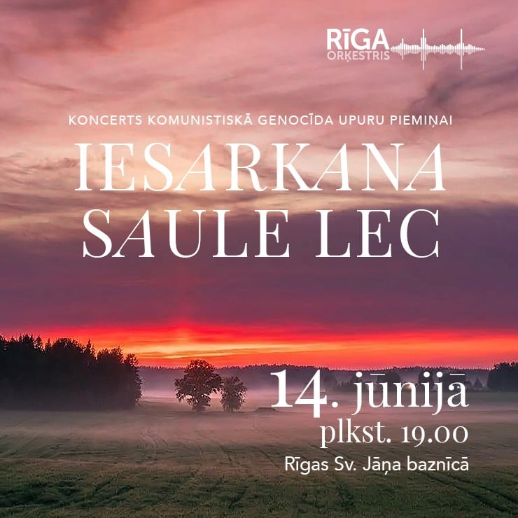 Izrādes "IESARKANA SAULE LEC. Orķestris Rīga, VAK Latvija, Beāte Zviedre, Linda Pētersone" attels