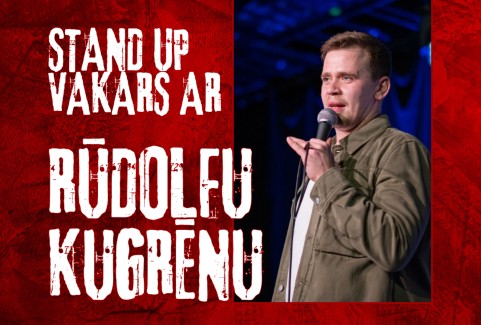 Izrādes "STAND UP  vakars ar Rūdolfu Kugrēnu Rundāles ūdensdzirnavu pagalmā" attels