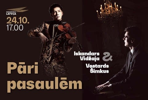 Izrādes "Pāri pasaulēm. Iskandars Vidžaja un Vestards Šimkus" attels