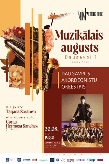 Meklēšanas rezultāta izrādes "Muzikālais augusts Daugavpilī 2026 | Spāņu akordeonists Gorka Hermosa un Daugavpils Akordeonistu orķestris" attels