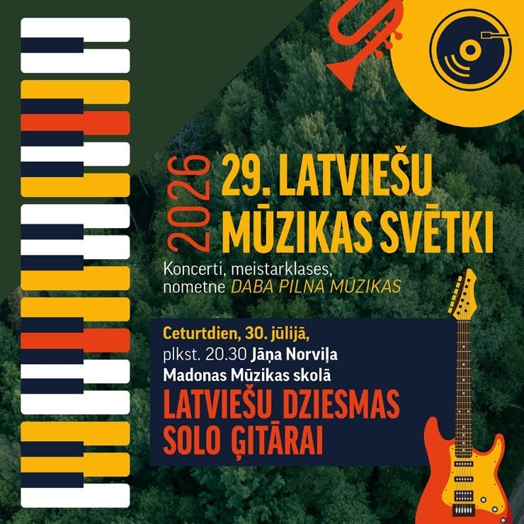 Изображение спектакля "29. latviešu mūzikas svētki Madonas novadā | Koncerts “Latviešu dziesmas solo ģitārai”"