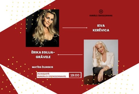 Izrādes "Ievas Kerēvicas, Ērikas Eglijas-Grāveles un Matīsa Žilinska koncerts Rundāles ūdensdzirnavu pagalmā" attels