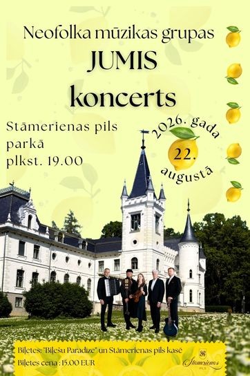 Meklēšanas rezultāta izrādes "Neofolk mūzikas grupas “JUMIS” koncerts Stāmerienas pils parkā" attels
