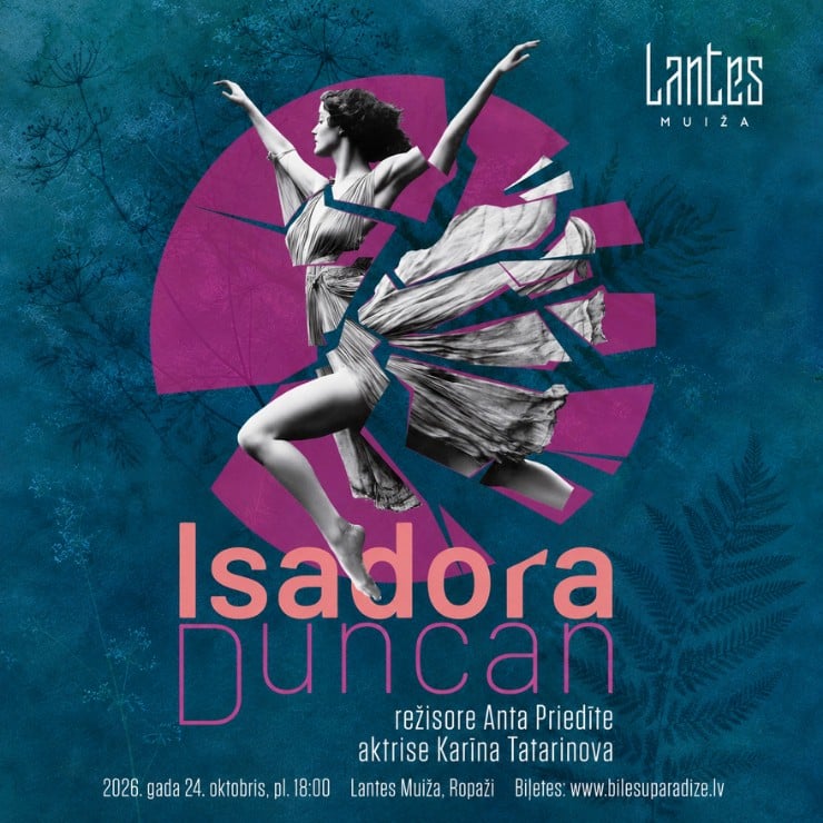 Изображение спектакля "Izrāde “ISADORA DUNCAN” ar Karīnu Tatarinovu Lantes muižā"