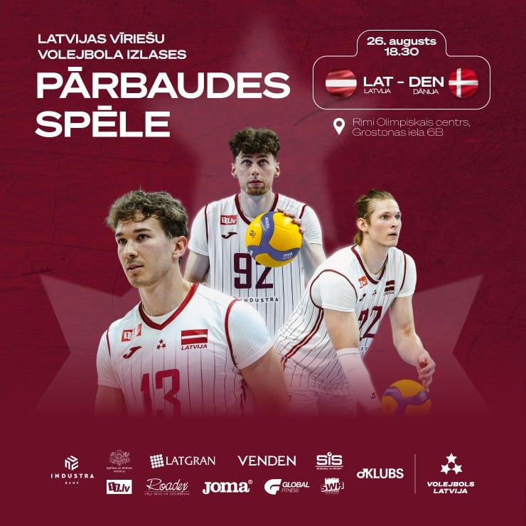 Изображение спектакля "Latvijas vīriešu volejbola izlases pārbaudes spēle | Latvija vs Dānija"