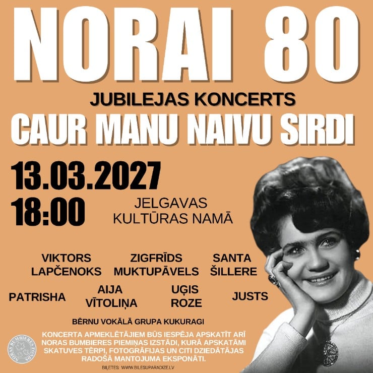 Izrādes "NORAI 80 – jubilejas koncerts “Caur manu naivu sirdi”" attels