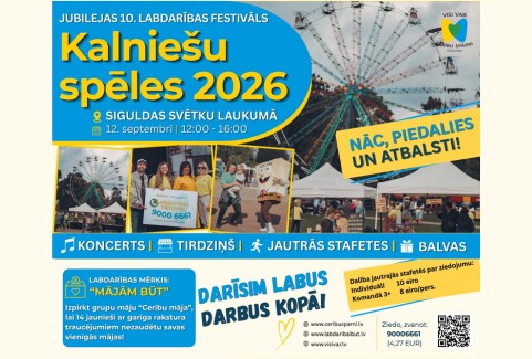 Изображение спектакля "JUBILEJAS 10. LABDARĪBAS FESTIVĀLS “KALNIEŠU SPĒLES 2026” SIGULDĀ | Dalība jautrajās stafetēs"