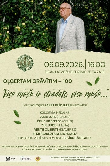 Meklēšanas rezultāta izrādes "Oļģerta Grāvīša 100. jubilejas atceres koncerts “Visu mūžu ir strādāts, visu mūžu…”" attels