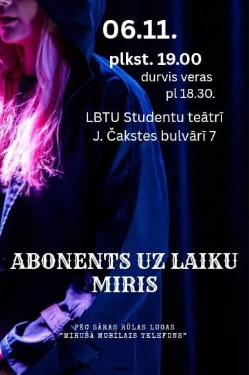 Изображение мероприятия "Jelgavas studentu teātris | Izrāde “Abonents uz laiku miris”" из результатов поиска