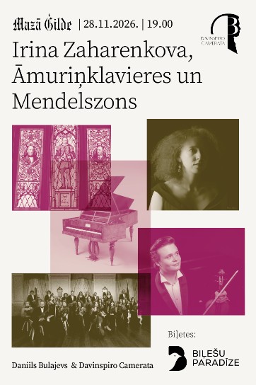 Meklēšanas rezultāta izrādes "Irina Zaharenkova, Āmuriņklavieres un Mendelszons | Daniils Bulajevs & Davinspiro Camerata" attels