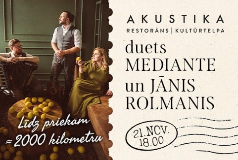 Izrādes "Duets MEDIANTE un Jānis Rolmanis | Līdz priekam - 2000 kilometru | kultūrtelpā AKUSTIKA, Valmierā" attels