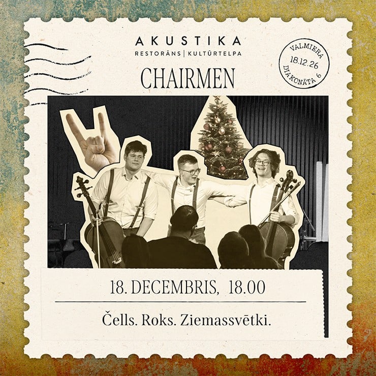 Izrādes "Chairmen | Čells. Roks. Ziemassvētki | kultūrtelpā AKUSTIKA, Valmierā" attels