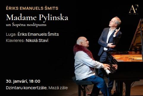 Изображение спектакля "Ēriks Emanuels Šmits "Madame Pylinska un Šopēna noslēpums""