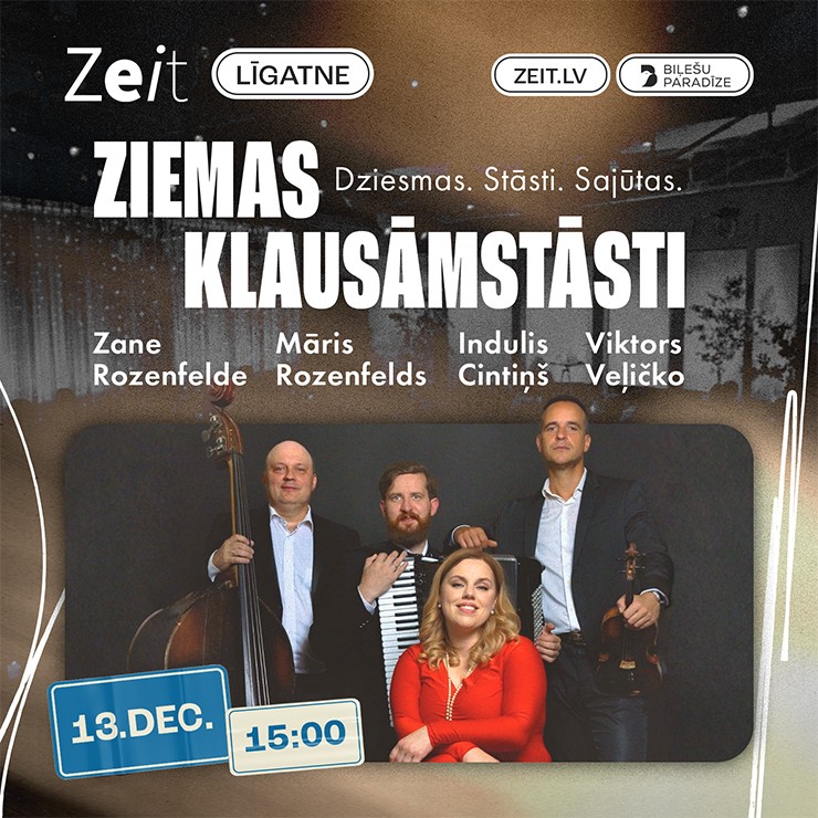 Изображение спектакля "Ziemas Klausāmstāsti | Zane Rozenfelde, Māris Rozenfelds, Indulis Cintiņš un Viktors Veļičko"