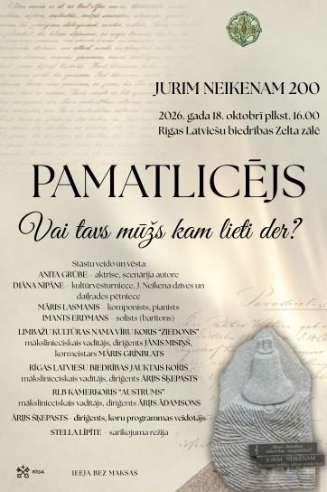 Meklēšanas rezultāta izrādes "Jurim Neikenam 200 “Pamatlicējs. Vai tavs mūžs kam lieti der?”" attels