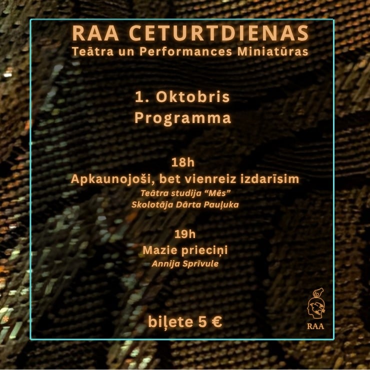 Izrādes "Teātra ceturtdienas RAA telpā | Performance “Apkaunojoši, bet vienreiz izdarīsim” / Performance “Mazie prieciņi”" attels