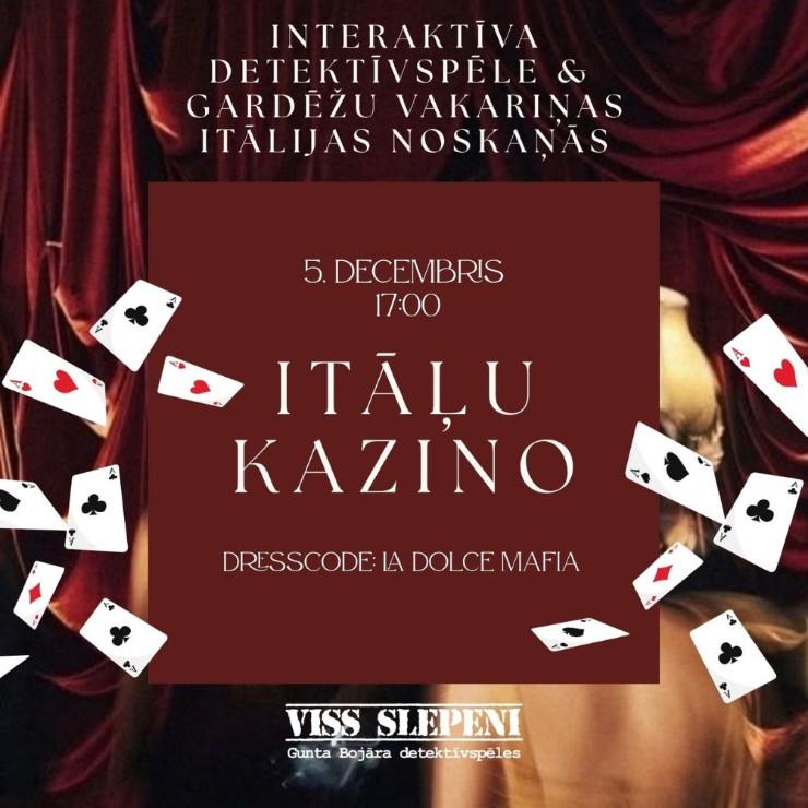 Image of the event "Atpūtas vakars Mālpils muižā | Vakariņas Mālpils muižas restorānā un Gunta Bojāra detektīvspēle “Itāļu kazino”"
