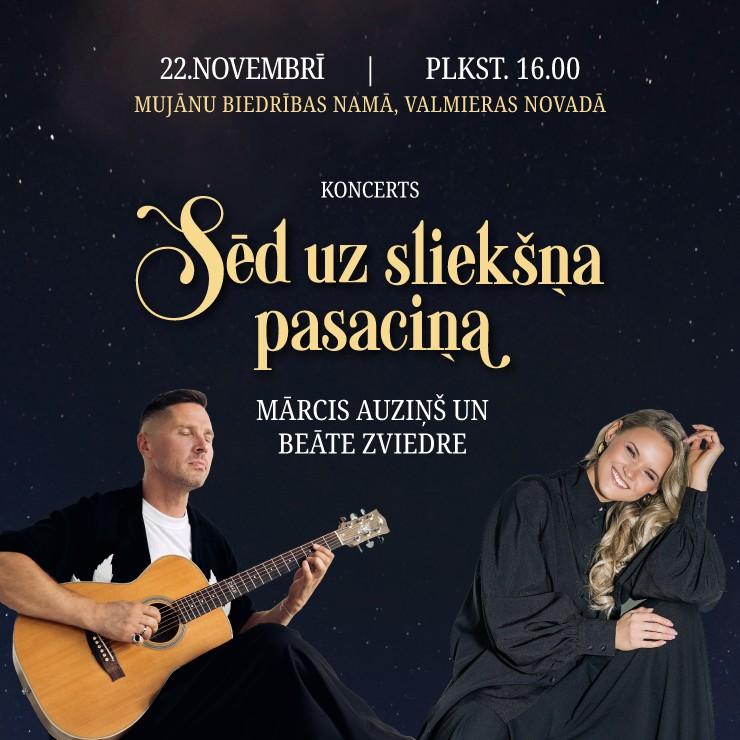 Izrādes "Mārcis Auziņš un Beāte Zviedre dzejkoncertā “Sēd uz sliekšņa pasaciņa…”" attels