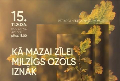 Image of the event "Patriotu nedēļai veltīts koncerts KĀ MAZAI ZĪLEI MILZĪGS OZOLS IZNĀK"