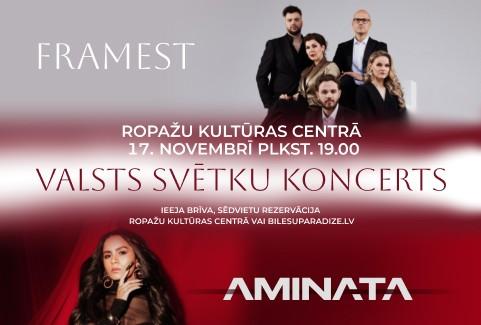Izrādes "Valsts svētku koncerts Ropažu Kultūras centrā - grupa Framest un Aminata akustiskā solo programmā" attels