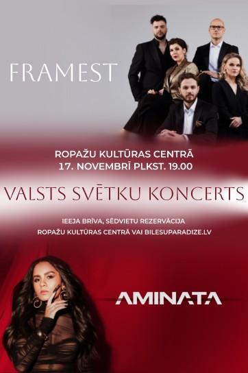 Изображение мероприятия "Valsts svētku koncerts Ropažu Kultūras centrā - grupa Framest un Aminata akustiskā solo programmā" из результатов поиска