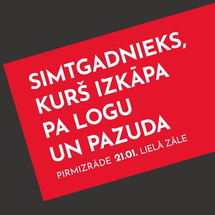 Izrādes "SIMTGADNIEKS, KURŠ IZKĀPA PA LOGU UN PAZUDA" attels
