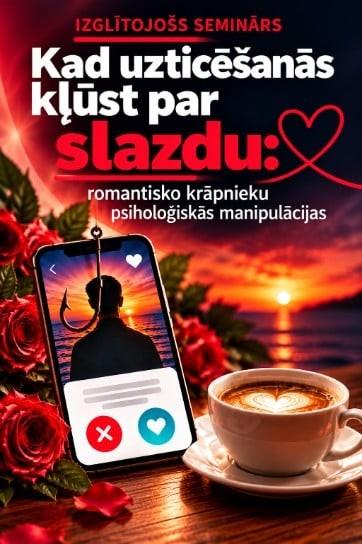 Изображение мероприятия "Seminārs „Kad uzticēšanās kļūst par slazdu: romantisko krāpnieku psiholoģiskās manipulācijas”" из результатов поиска