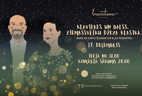 Izrādes "Klavieres un balss. Ziemassvētku džeza klasika ar Elzu Rozentāli un Gintu Žilinski | Branku Brančotava" attels