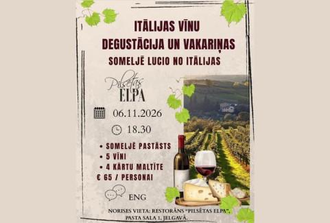 Izrādes "Itālijas vīnu degustācija un vakariņas | Someljē Lucio no Itālijas" attels